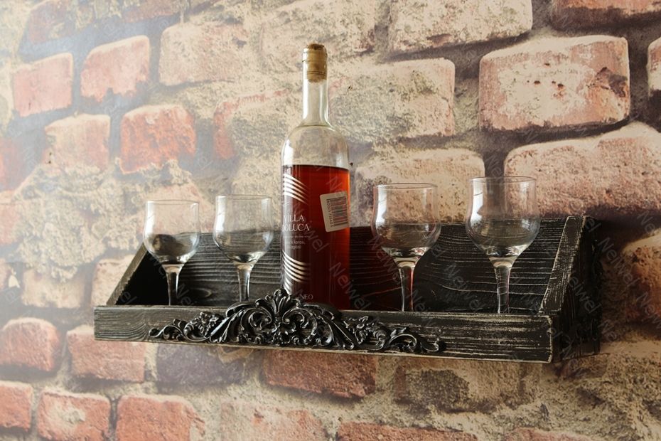 Neiwel Vintage Meira Eskitme Siyah Bar Raf