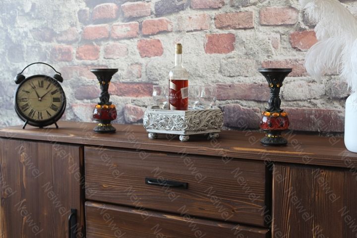 Neiwel Vintage Mercan Eskitme Beyaz Altıgen Bar Standı
