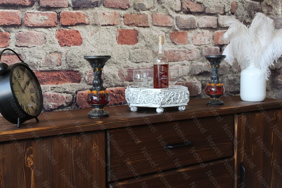 Neiwel Vintage Mercan Eskitme Beyaz Altıgen Bar Standı