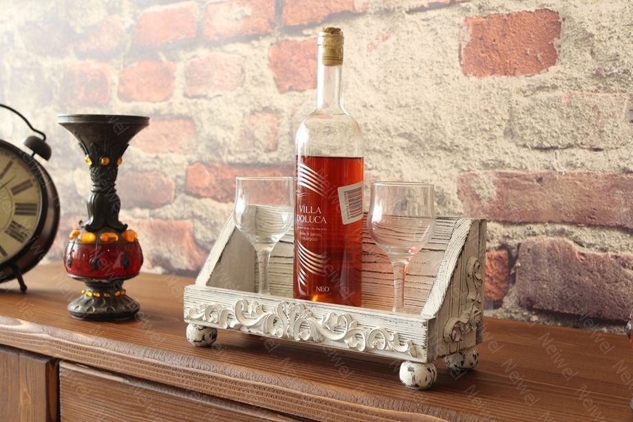 Neiwel Vintage Nova Eskitme Beyaz Bar Standı
