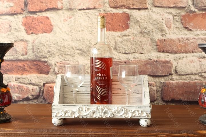 Neiwel Vintage Nova Eskitme Beyaz Bar Standı