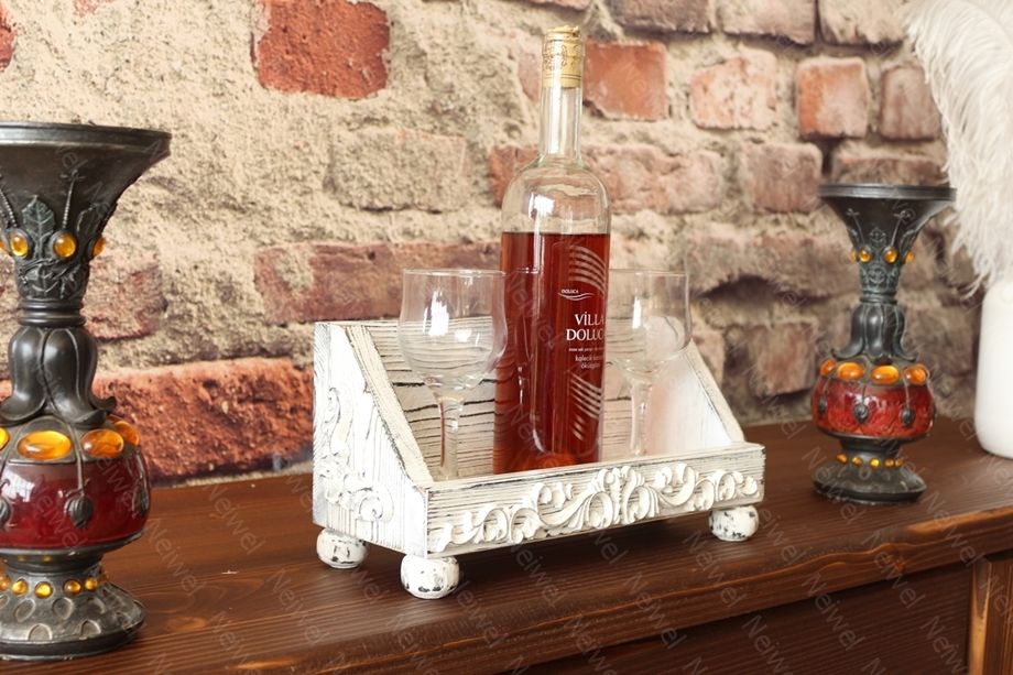 Neiwel Vintage Nova Eskitme Beyaz Bar Standı