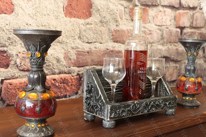 Neiwel Vintage Nova Eskitme Siyah Bar Standı