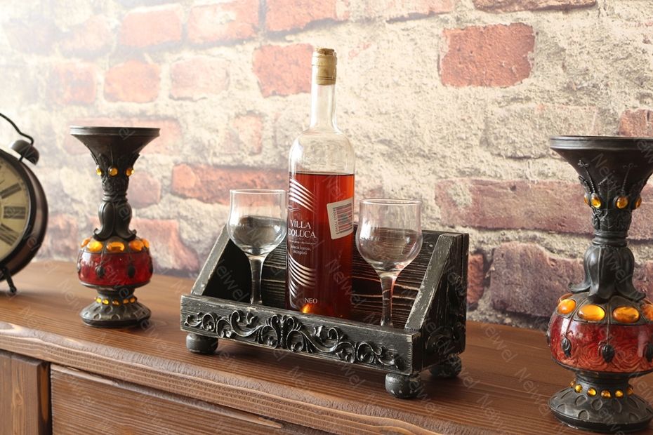 Neiwel Vintage Nova Eskitme Siyah Bar Standı