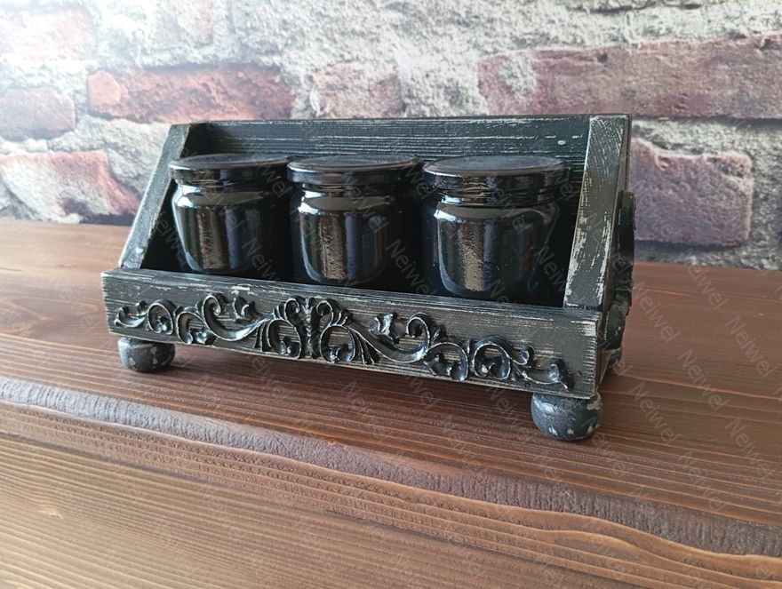 Neiwel Vintage Nova Eskitme Siyah Stand Raf