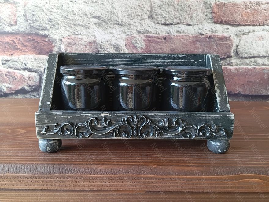 Neiwel Vintage Nova Eskitme Siyah Stand Raf