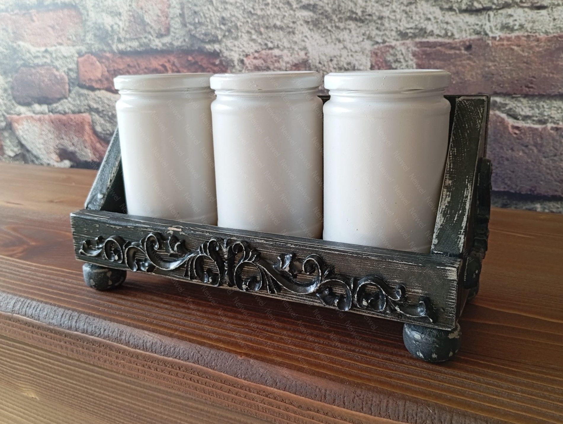 Neiwel Vintage Nova Eskitme Siyah Stand Raf