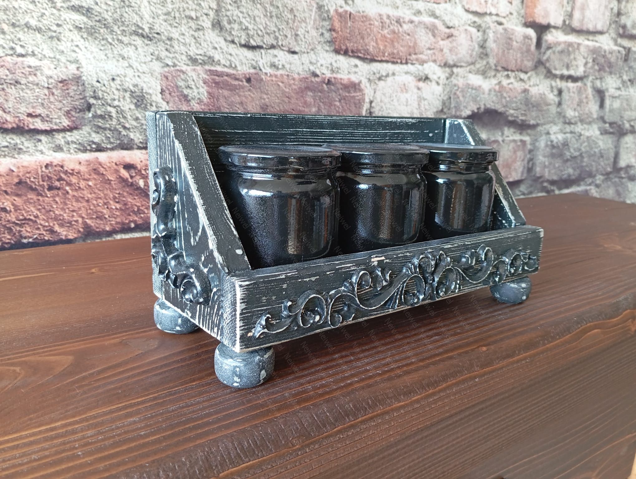 Neiwel Vintage Nova Eskitme Siyah Stand Raf