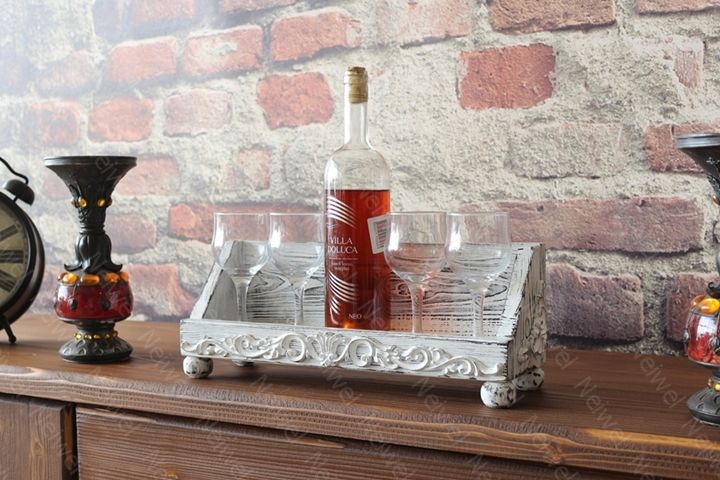 Neiwel Vintage Pai Eskitme Beyaz Bar Standı