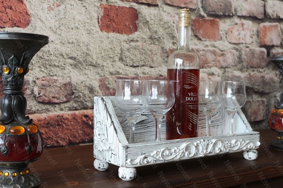 Neiwel Vintage Pai Eskitme Beyaz Bar Standı