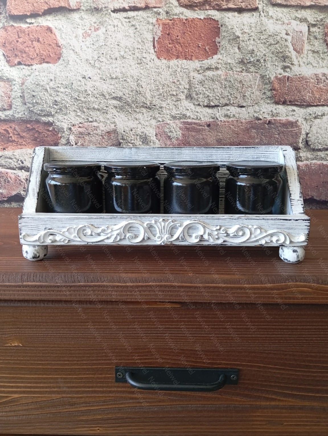Neiwel Vintage Pai Eskitme Beyaz Stand Raf