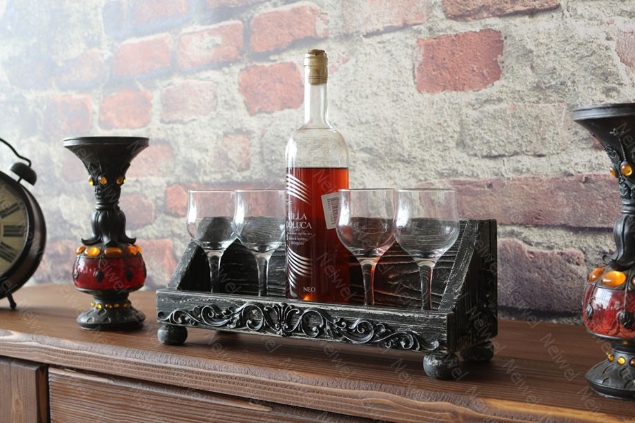 Neiwel Vintage Pai Eskitme Siyah Bar Standı