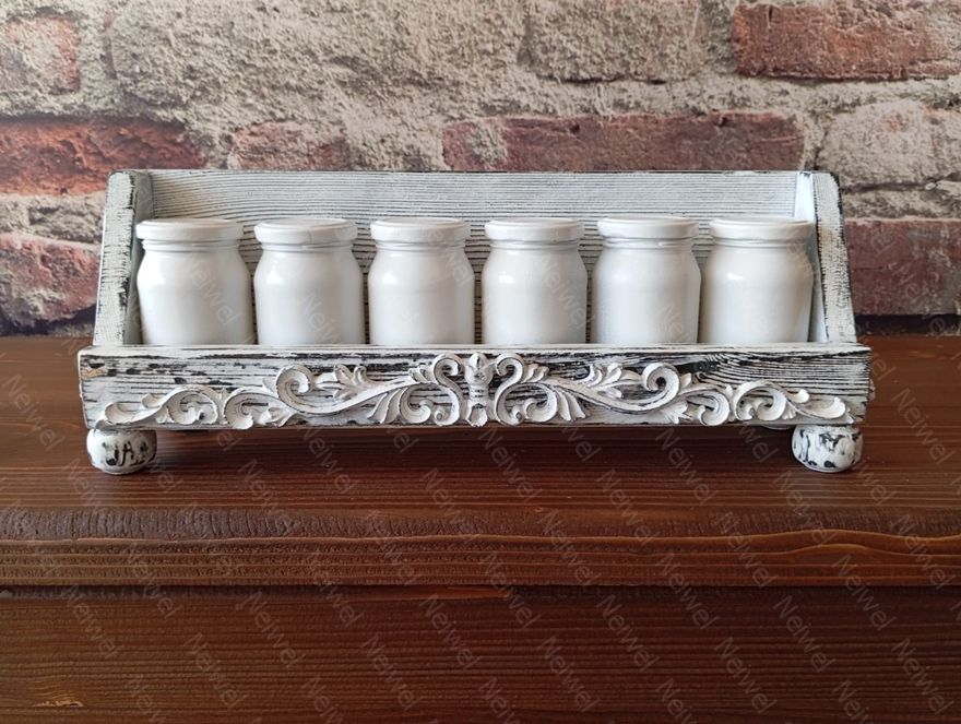 Neiwel Vintage Rian Eskitme Beyaz Stand Raf