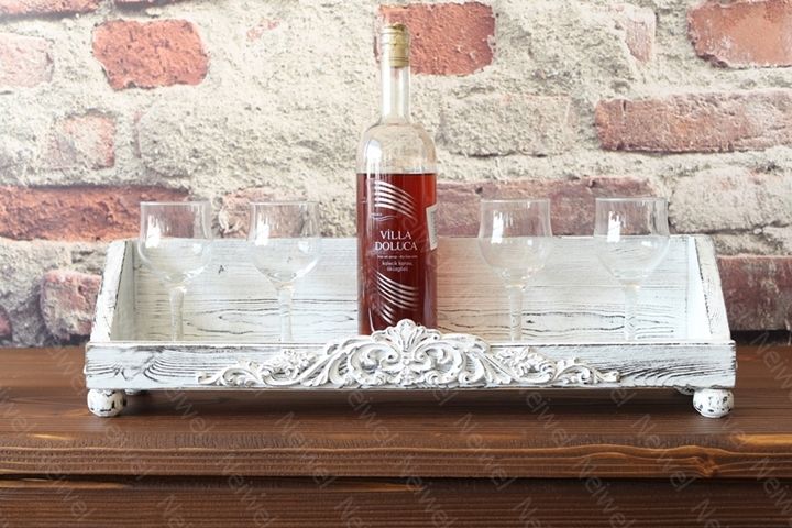 Neiwel Vintage Roha Eskitme Beyaz Bar Standı