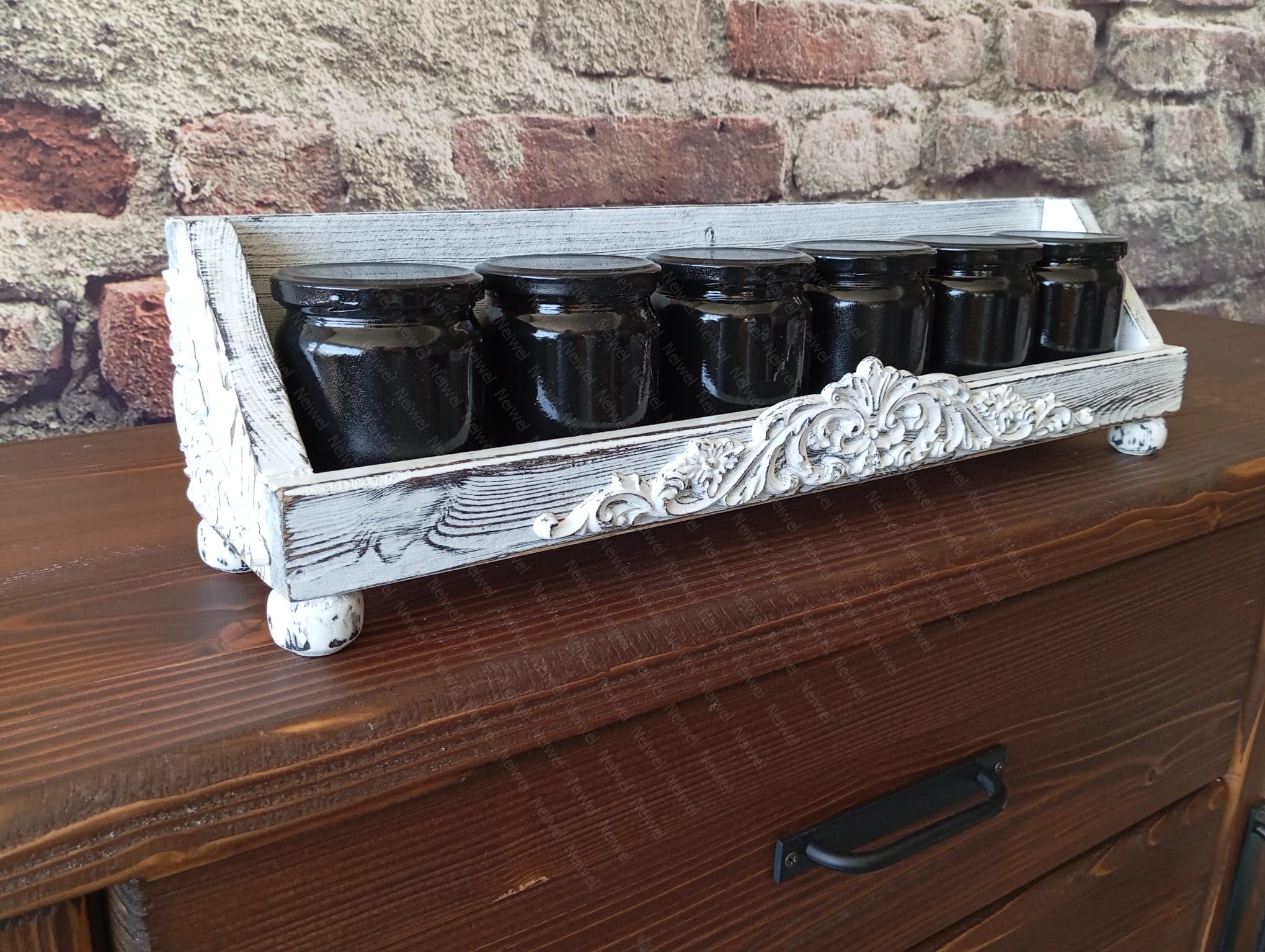 Neiwel Vintage Roha Eskitme Beyaz Stand Raf
