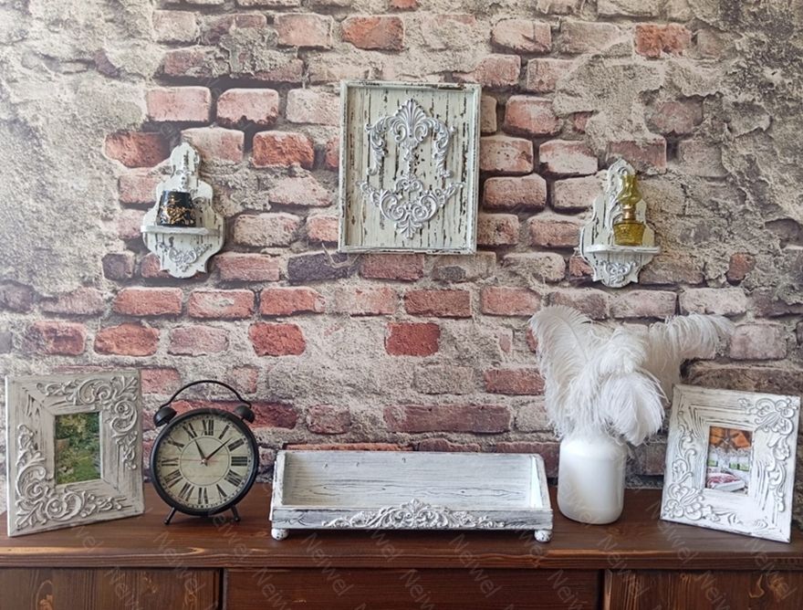 Neiwel Vintage Roha Eskitme Beyaz Stand Raf