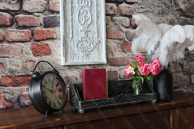 Neiwel Vintage Roha Eskitme Siyah Stand Raf