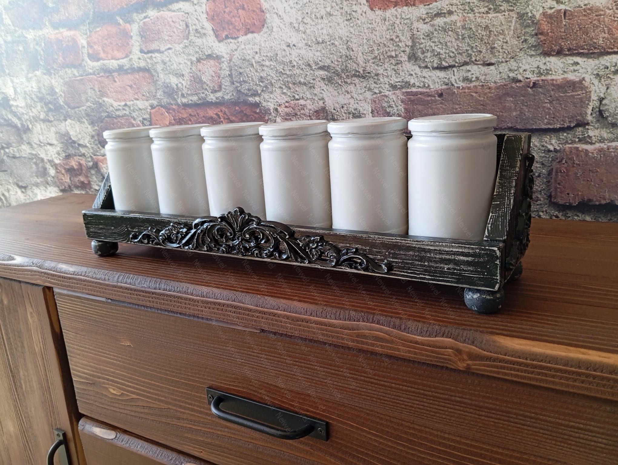 Neiwel Vintage Roha Eskitme Siyah Stand Raf