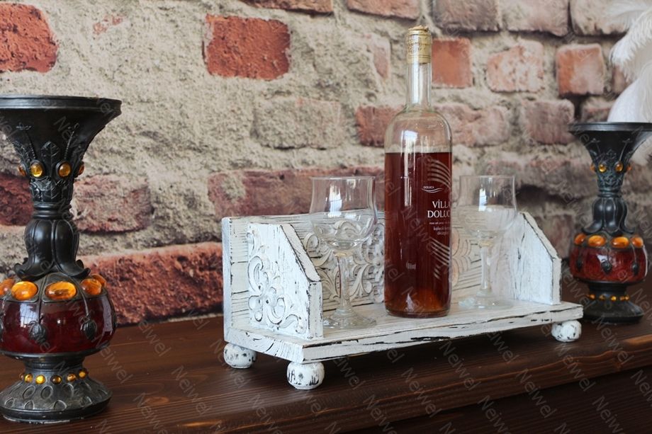 Neiwel Vintage Senna Eskitme Beyaz Bar Standı