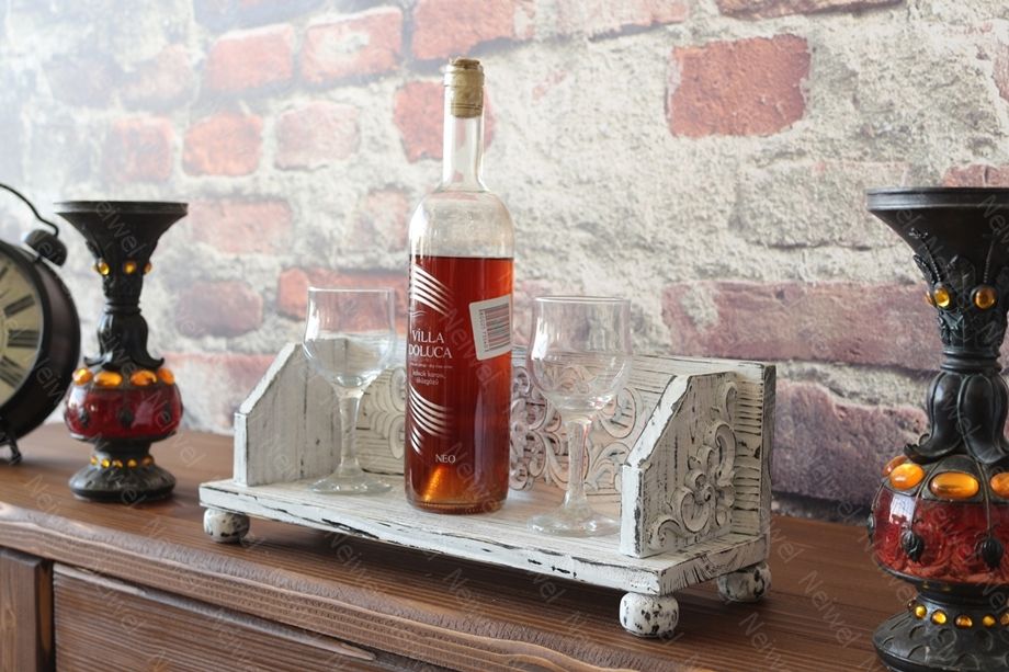 Neiwel Vintage Senna Eskitme Beyaz Bar Standı