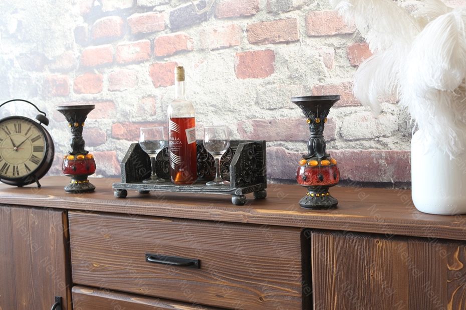 Neiwel Vintage Senna Eskitme Siyah Bar Standı