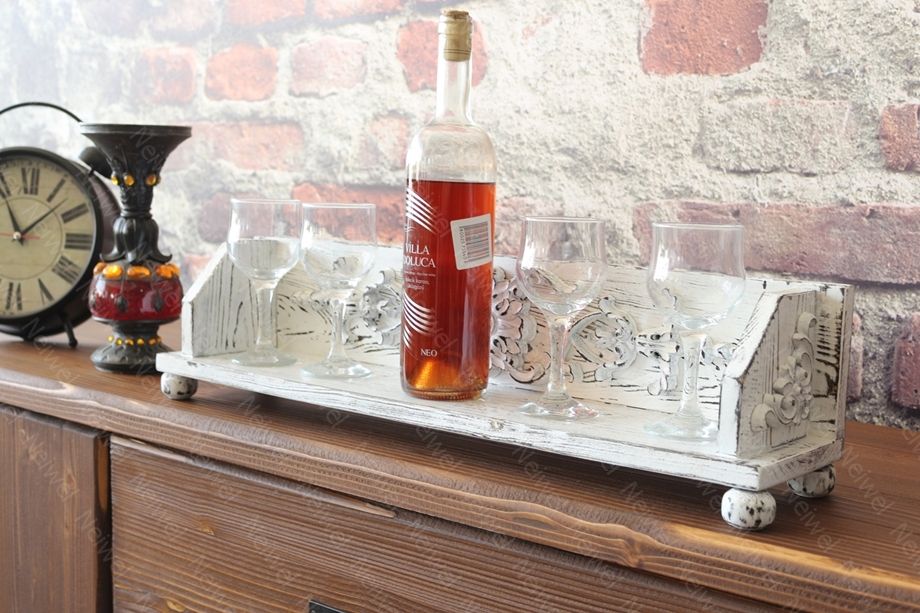 Neiwel Vintage Suen Eskitme Beyaz Bar Standı