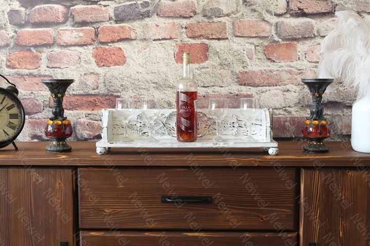 Neiwel Vintage Suen Eskitme Beyaz Bar Standı
