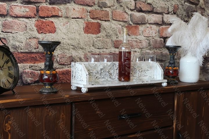 Neiwel Vintage Suen Eskitme Beyaz Bar Standı