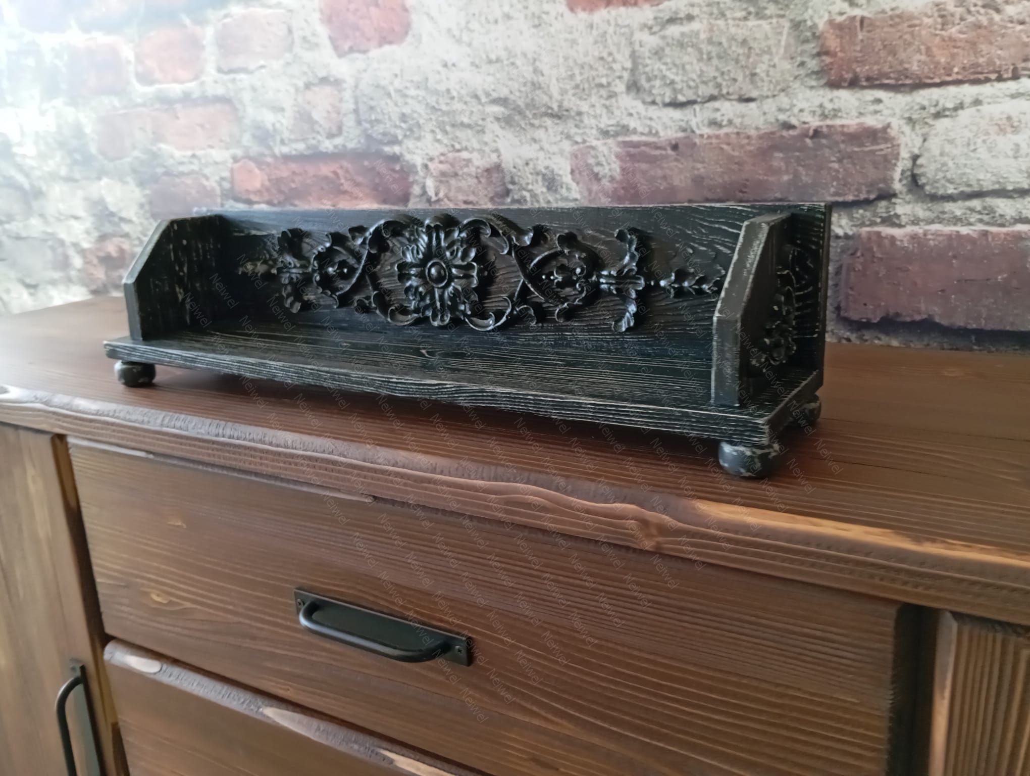 Neiwel Vintage Suen Eskitme Siyah Stand Raf