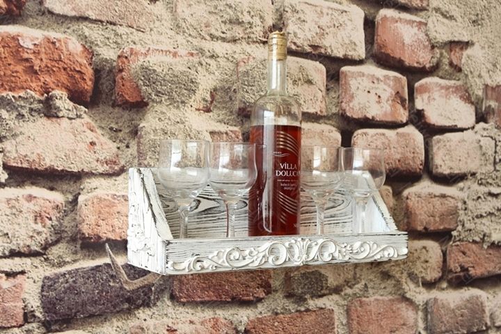 Neiwel Vintage Vien Eskitme Beyaz Bar Raf