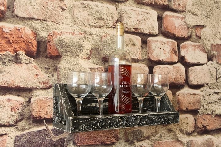 Neiwel Vintage Vien Eskitme Siyah Bar Raf
