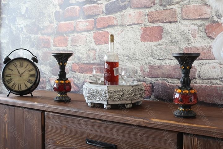 Neiwel Vintage Yıldız Eskitme Beyaz Sekizgen Bar Standı