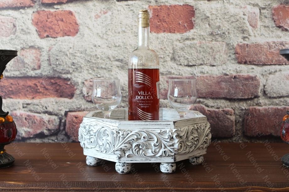 Neiwel Vintage Yıldız Eskitme Beyaz Sekizgen Bar Standı