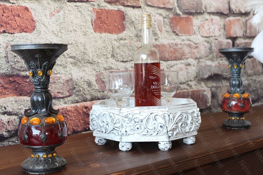 Neiwel Vintage Yıldız Eskitme Beyaz Sekizgen Bar Standı