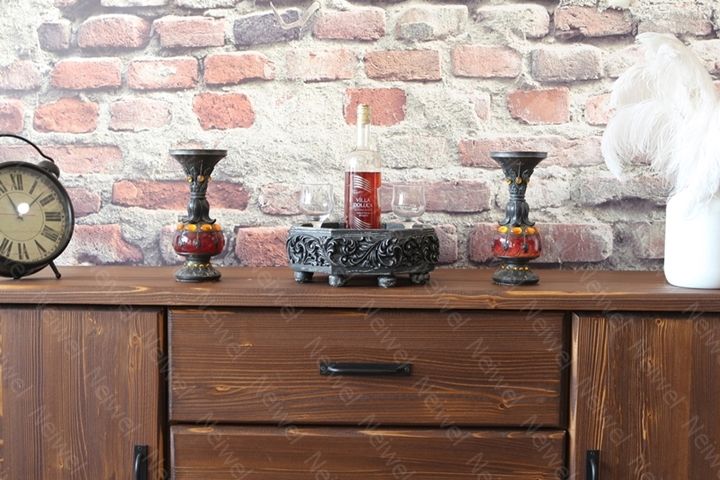Neiwel Vintage Yıldız Eskitme Siyah Sekizgen Bar Standı