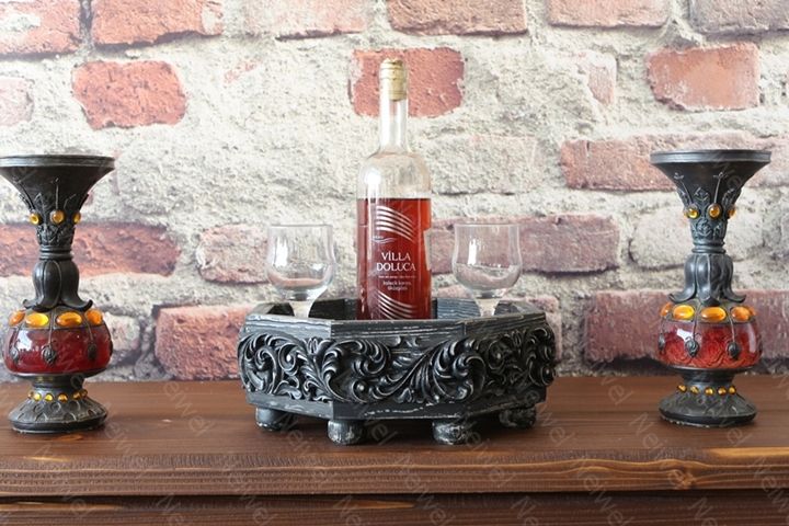 Neiwel Vintage Yıldız Eskitme Siyah Sekizgen Bar Standı