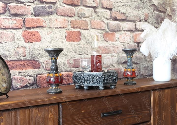 Neiwel Vintage Yıldız Eskitme Siyah Sekizgen Bar Standı