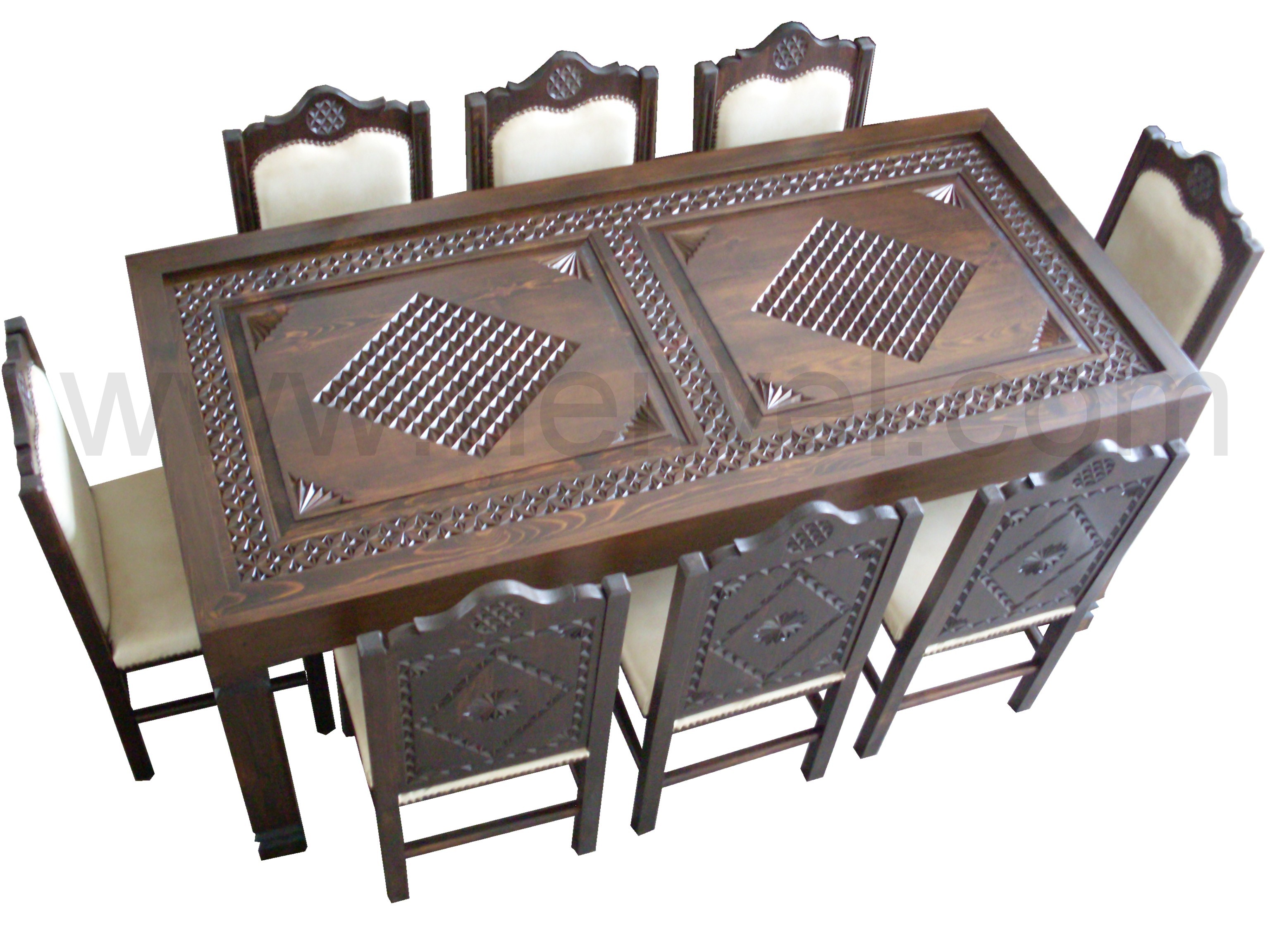 Osmanlı Kare Oyma Yemek Masası Takımı
