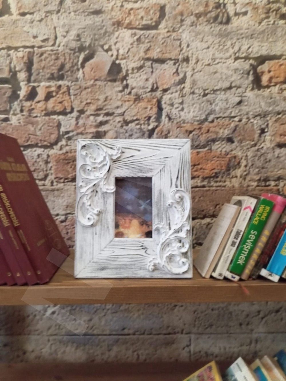 Neiwel Vintage Ahşap Eskitme Beyaz Resim Çerçevesi