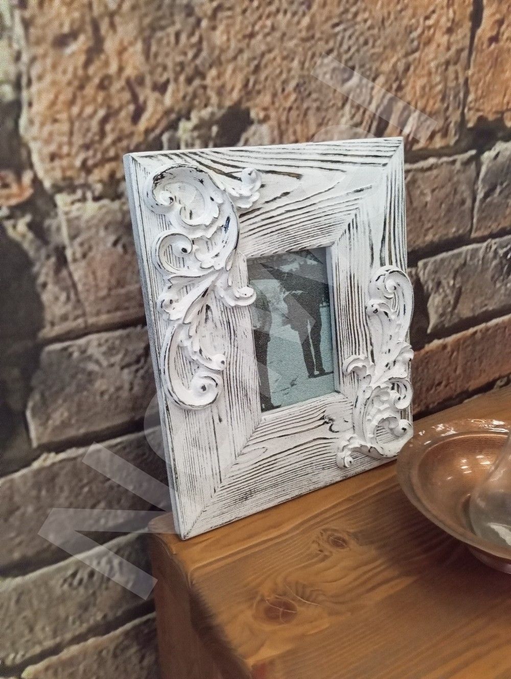 Neiwel Vintage Ahşap Eskitme Beyaz Resim Çerçevesi