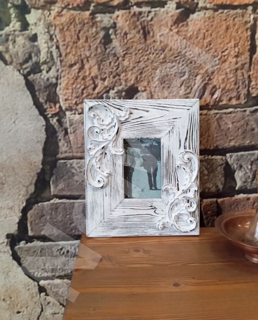 Neiwel Vintage Ahşap Eskitme Beyaz Resim Çerçevesi
