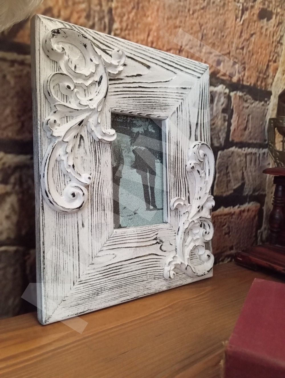 Neiwel Vintage Ahşap Eskitme Beyaz Resim Çerçevesi