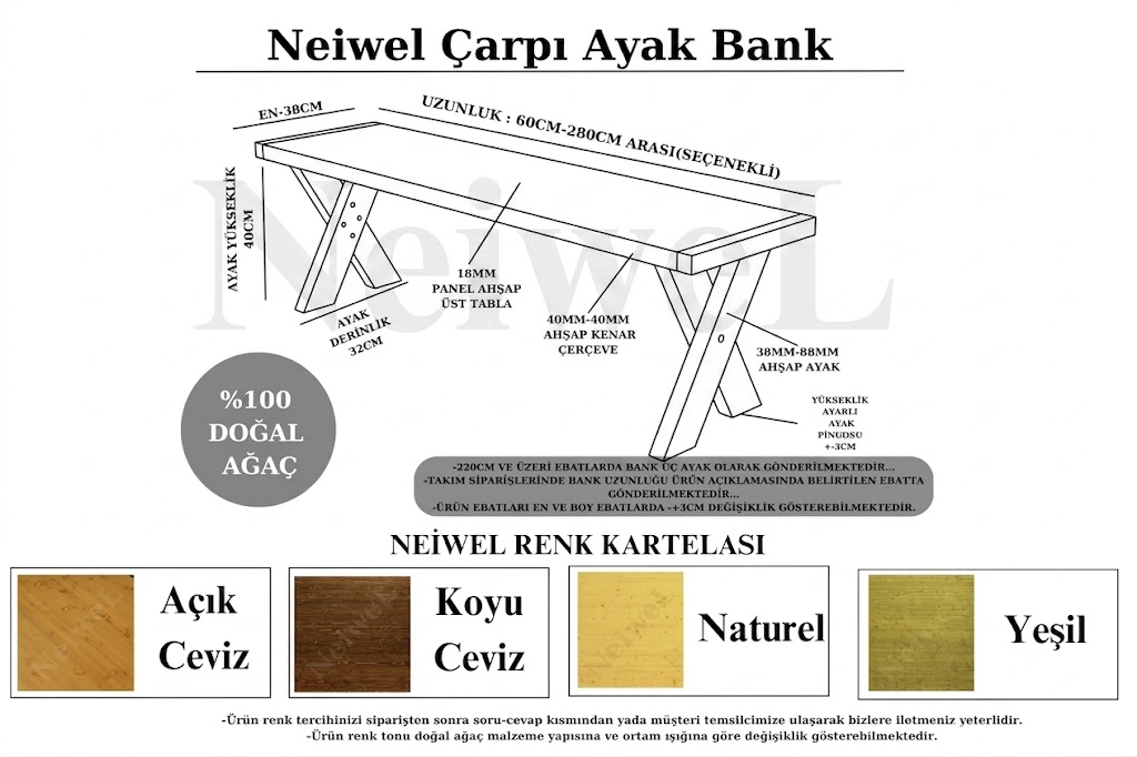 Neiwel Misra Doğal Ahşap Bank